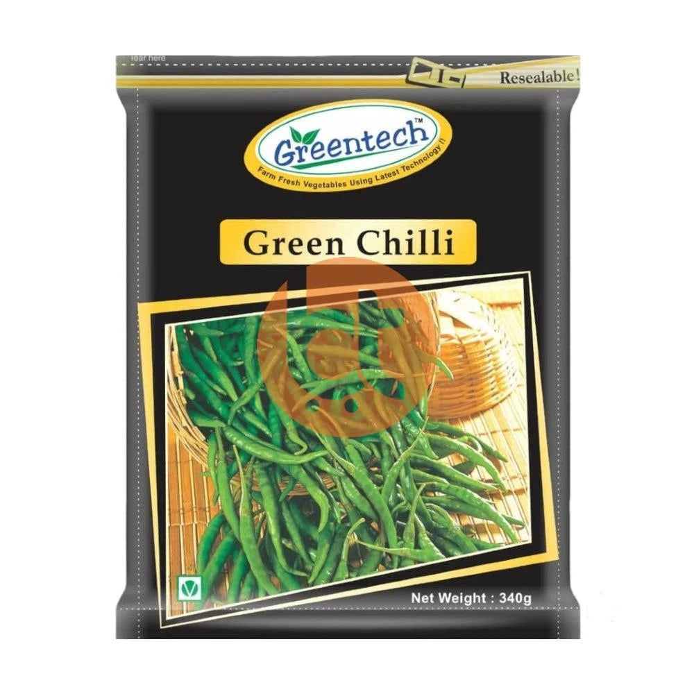 Greentech Frozen Green Chilli, Pachamulaku 340g