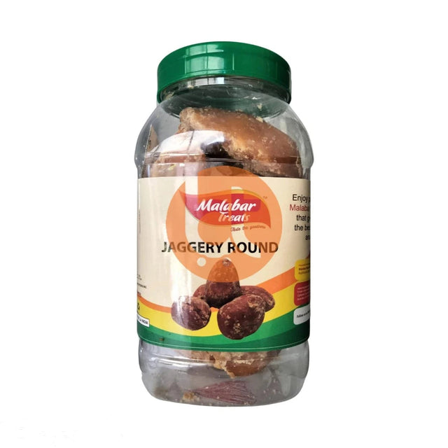 Malabar Treats Jaggery Round (Jar) 1kg - Jaggery Round by Malabar Treats - Jaggery & Sugar, New